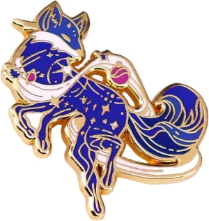 Cosmic Fox Enamel Pin Badge Cute Fox with Glitter Galaxy Background Lapel Pin for Backpack Hat Jacket Bag