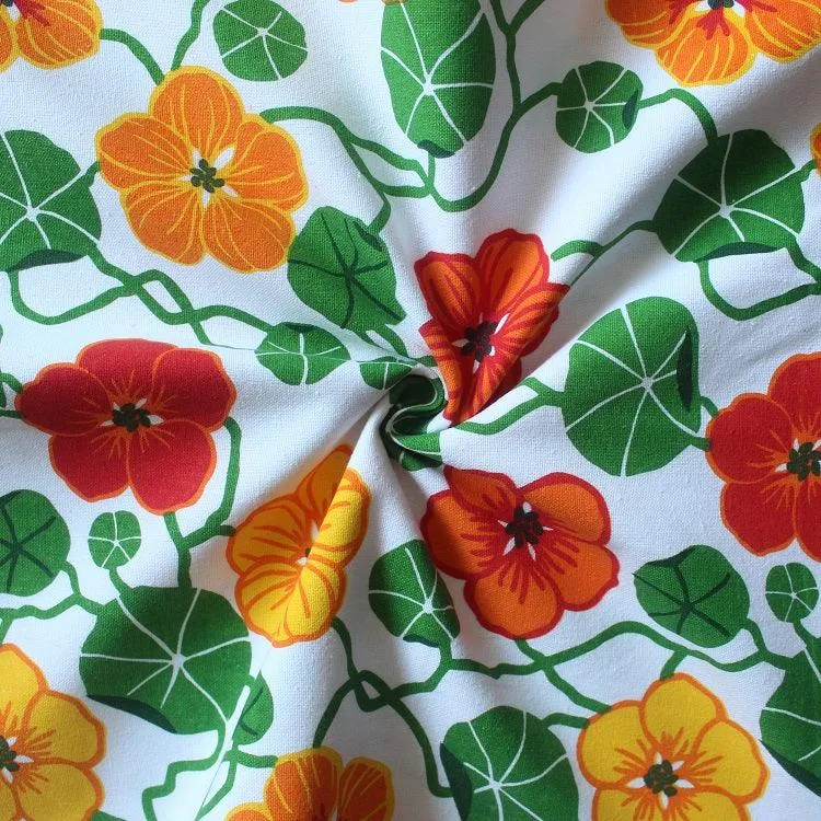 Cotton Green and Orange Flower With Yellow Solid Pocket Free Size Apron Pack Of 1