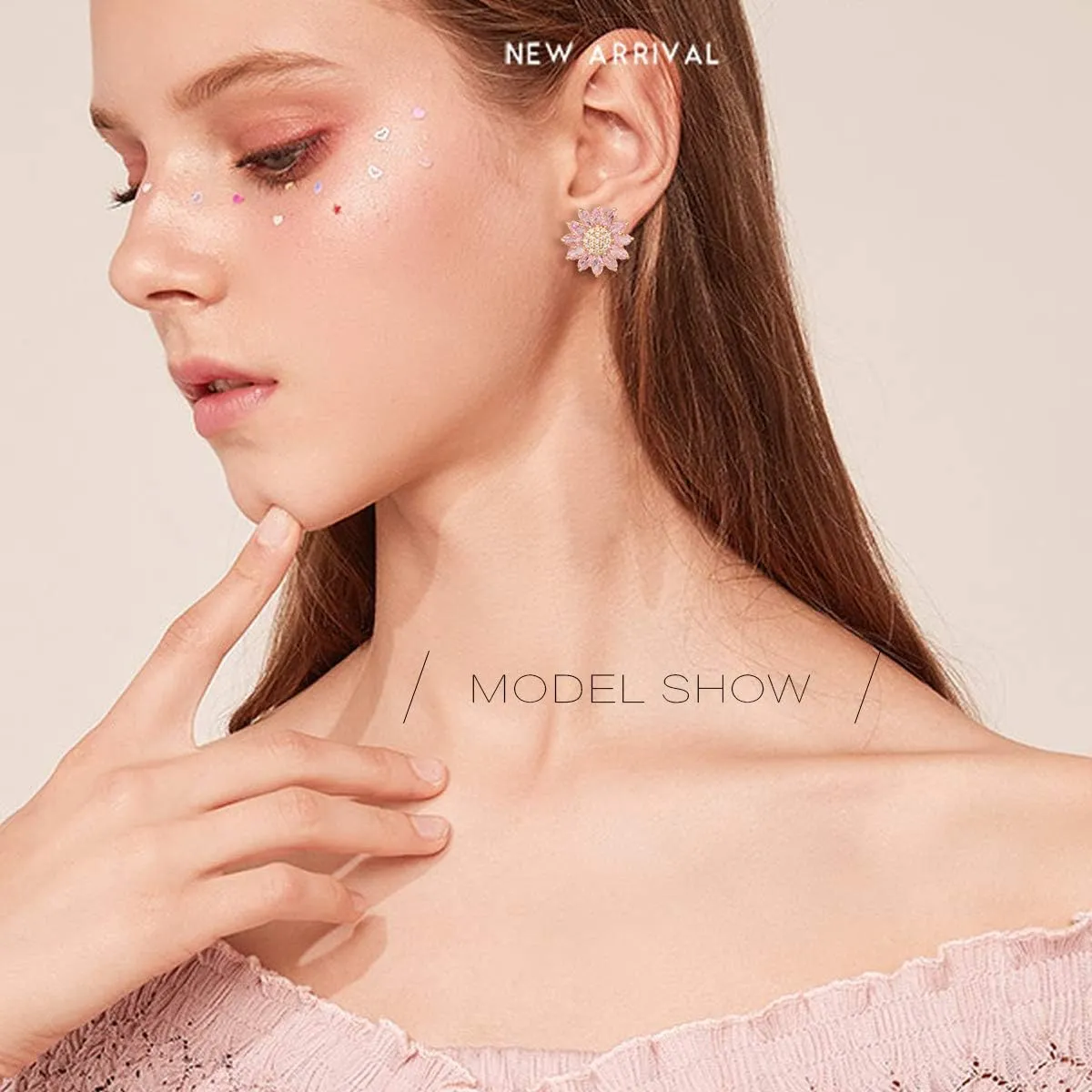 Crystal Flower Burst Stud Earirings - Big Sterling Silver CZ Cubic Zirconia Rhinestone Daisy Sunflower Floral Cluster Studs Bridal Wedding Party Prom Costume Jewelry for Bride Bridesmaids Women Birthstone Birthday Gift