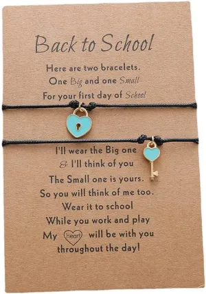 CSIYANJRY99 Back to School Gifts Mommy and Me Matcing Heart Charm Wish Bracelets- Separation Anxiety First Day of School Gifts for Mother Daughter Teachers