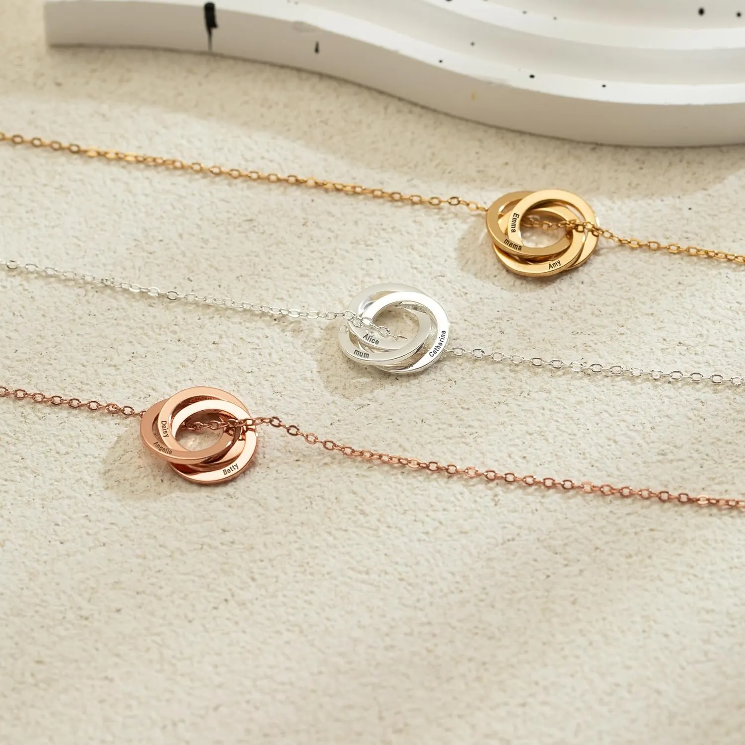 Customized Names Necklace Personalized - Personalized Mom Necklace With Kids Names, Cadenas Para Mujer, Custom Names Ring Necklace For Women, Interlocking Circle Necklace For Women