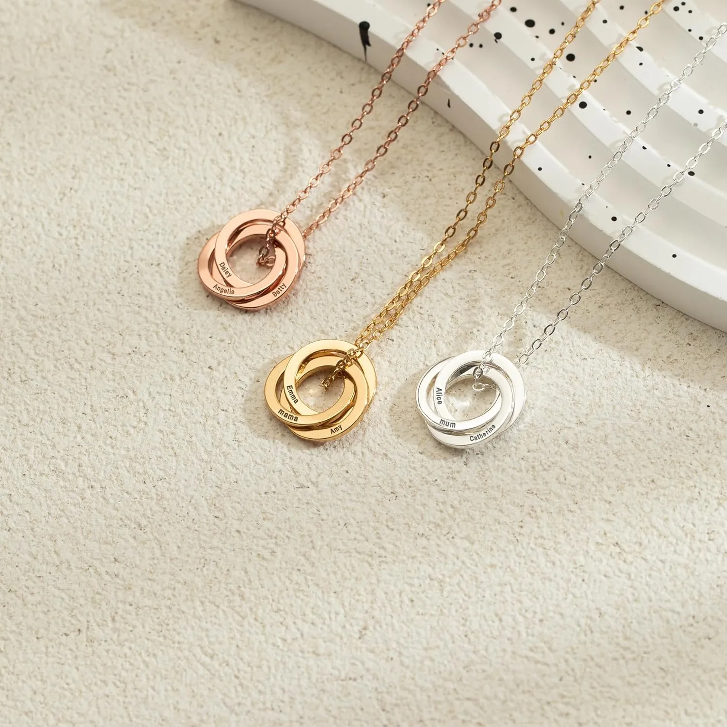 Customized Names Necklace Personalized - Personalized Mom Necklace With Kids Names, Cadenas Para Mujer, Custom Names Ring Necklace For Women, Interlocking Circle Necklace For Women