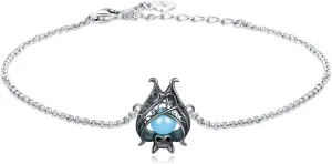 Cute Bat Bracelet Sterling Silver Glowing in The Dark Animal Bracelet Little Witchy Vampire Halloween Jewelry Gift for Women