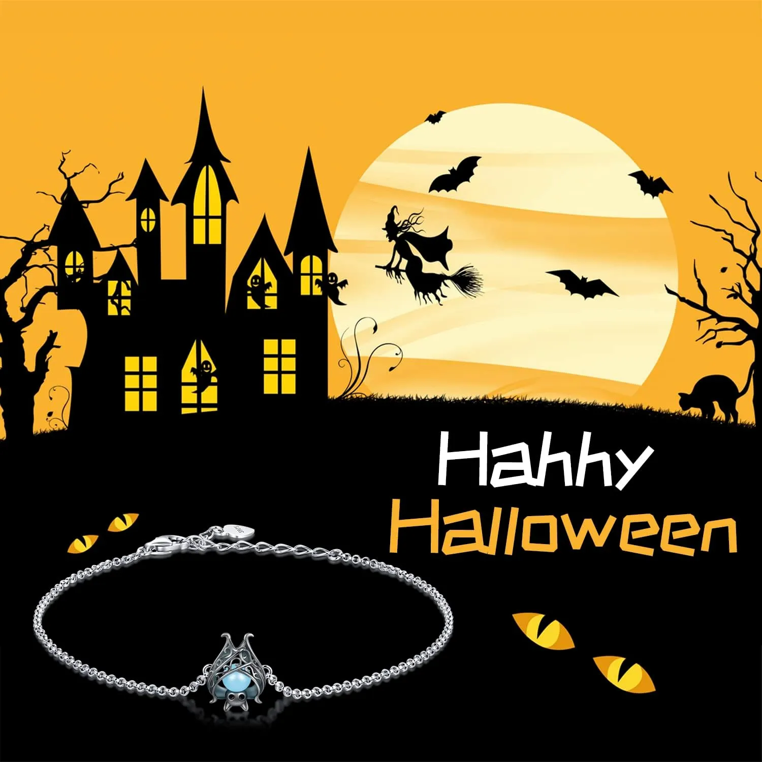 Cute Bat Bracelet Sterling Silver Glowing in The Dark Animal Bracelet Little Witchy Vampire Halloween Jewelry Gift for Women