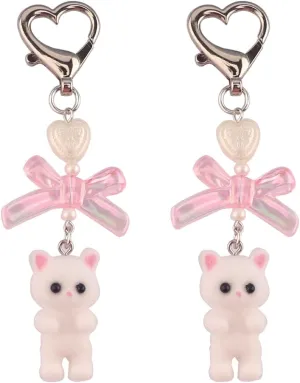 Cute Cat Keychain, Fuzzy Kitty Cat Decor Purse Handbag Charm Accessories for Women