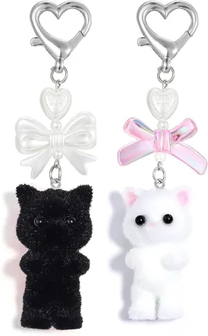 Cute Cat Keychain, Y2K Accessories Kawaii Purse Charms for Women, Bow Cat Bag Key Chain, Gifts for Cat Lovers