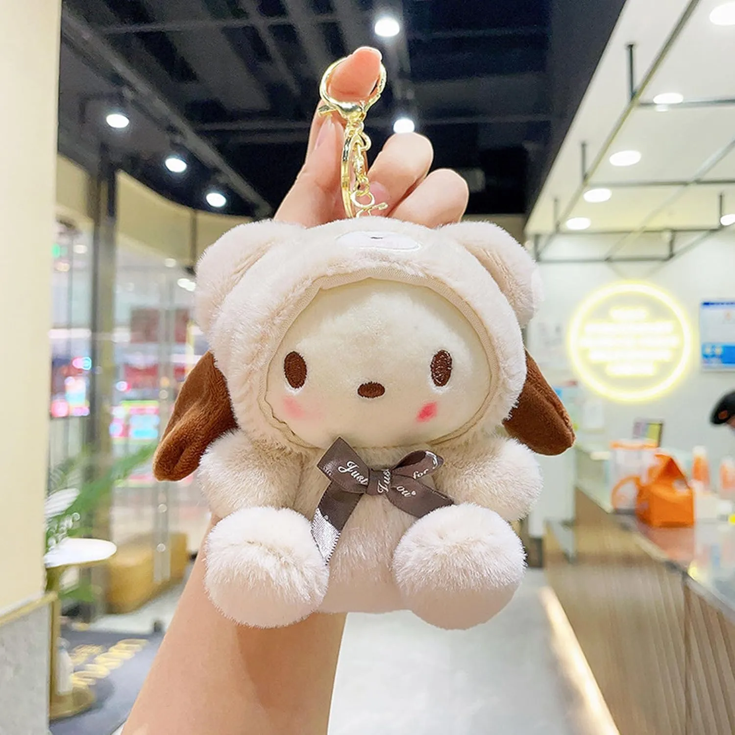 Cute Stuffed Brown Cartoon Plush Keychain, Keychain for Backpack Bag Purse Car Key, Small Soft Animals Birthday Gifts Stuff Plushie Pendant Supplies Keyring Decor for Women Girl Valentines Graduation