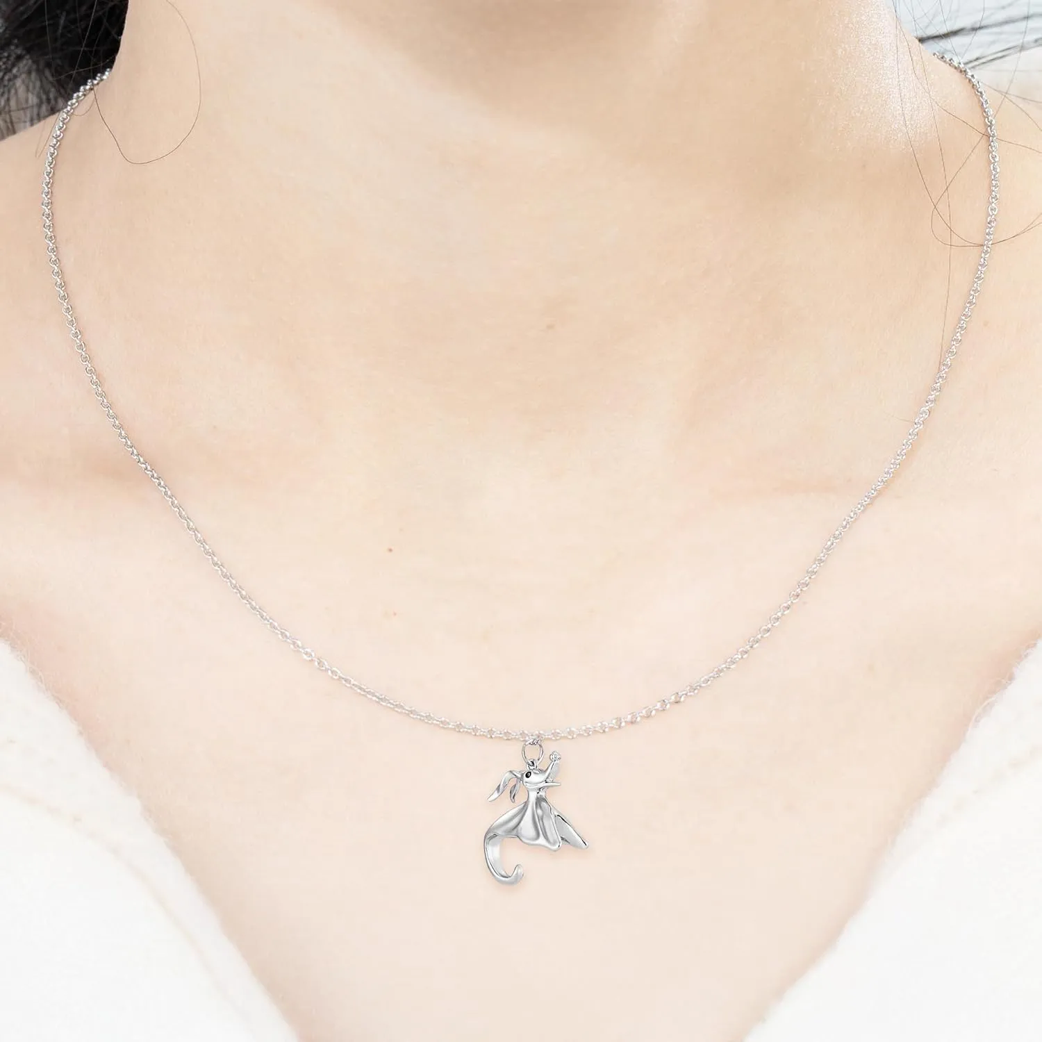 Dangling Dog Cute Breeds Pendant Necklace Pet Lovers Memorial Jewelry on 925 Sterling Silver Adjustable Chain