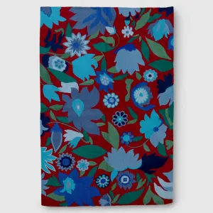 Deep Red Hand Embroidered Chainstitch Rug
