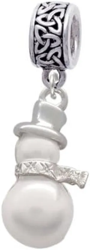 Delight Jewelry Silvertone Imitation Pearl Snowman - Celtic Knot Charm Bead