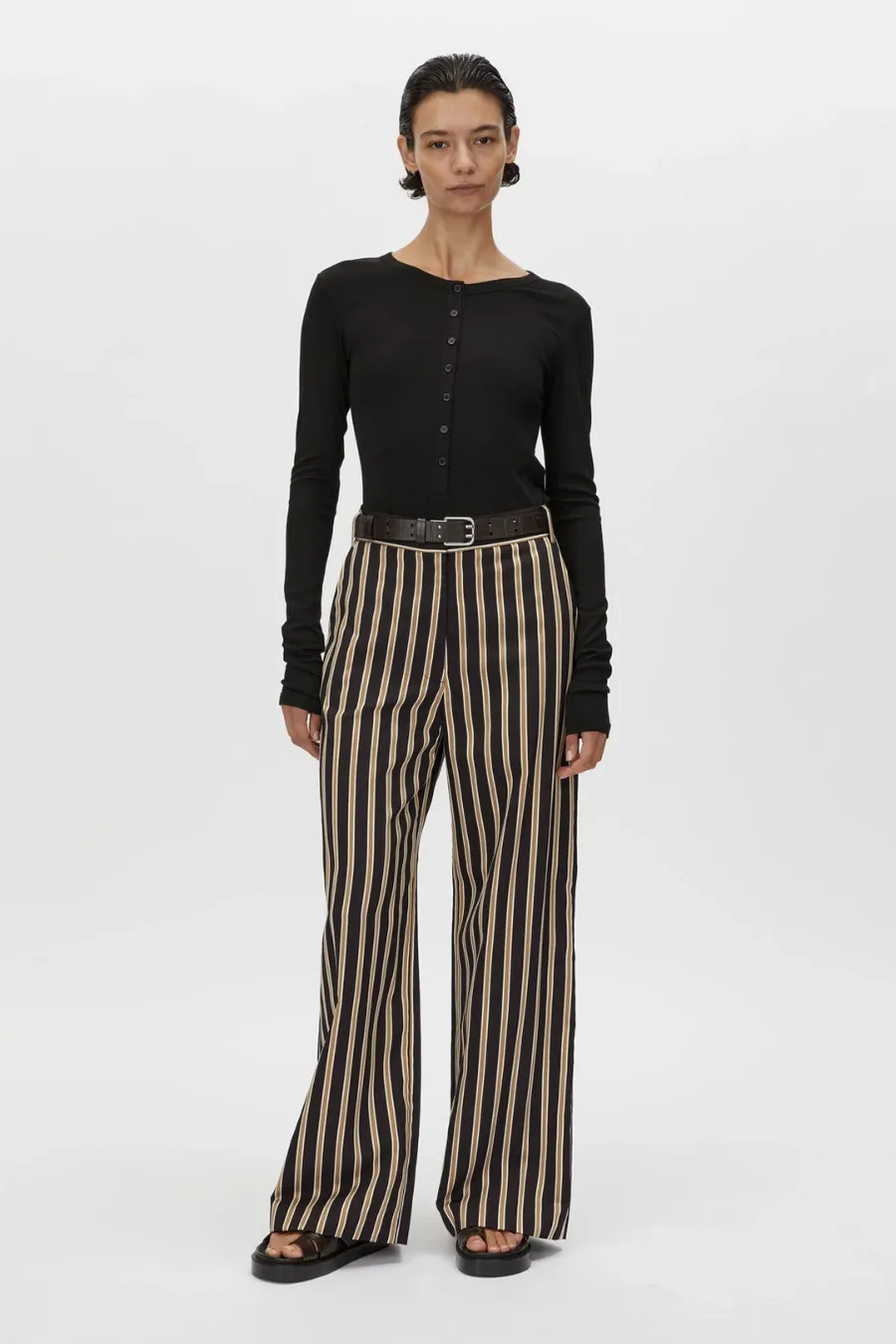 Delphin Button Down Top Black