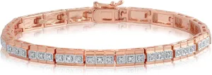 Diamond Accent Prong Set Crafted Round-cut Diamond Tennis Bracelet Fashion Jewelry for Women Girls Her (White, Yellow & Rose Gold Flashed Plated)