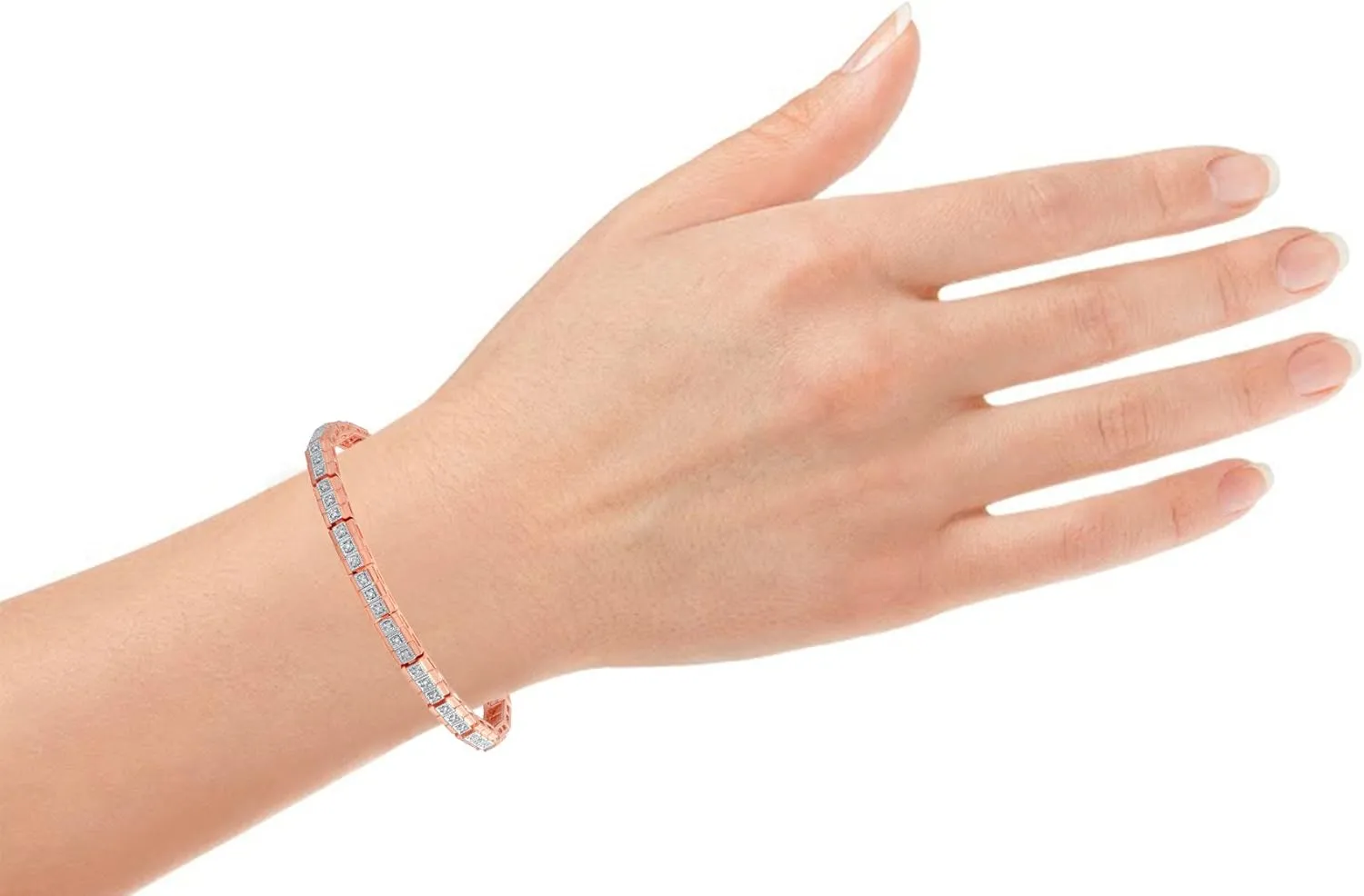Diamond Accent Prong Set Crafted Round-cut Diamond Tennis Bracelet Fashion Jewelry for Women Girls Her (White, Yellow & Rose Gold Flashed Plated)