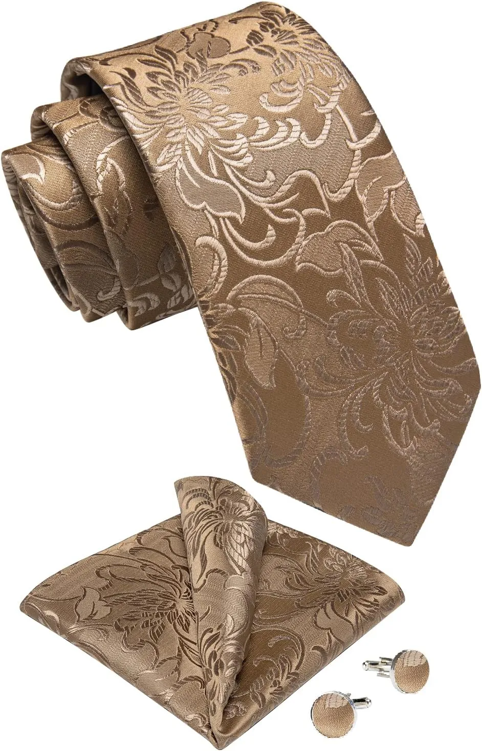 DiBanGu Mens Tie Set Paisley Floral Necktie Hanky Cufflinks Silk Tie Set Party Wedding