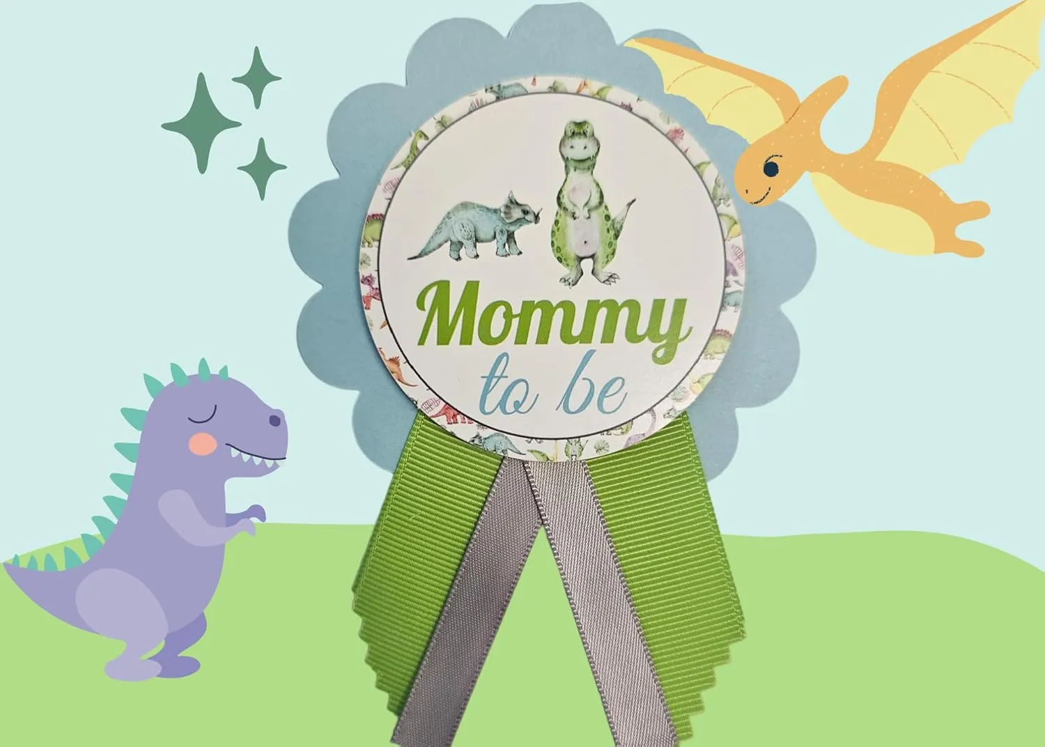 Dinosaur Baby Shower Pins for Mommy Daddy Grandma Jungle Family to wear, It's a Boy Baby Sprinkle