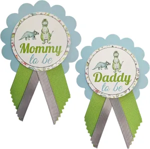 Dinosaur Baby Shower Pins for Mommy Daddy Grandma Jungle Family to wear, It's a Boy Baby Sprinkle