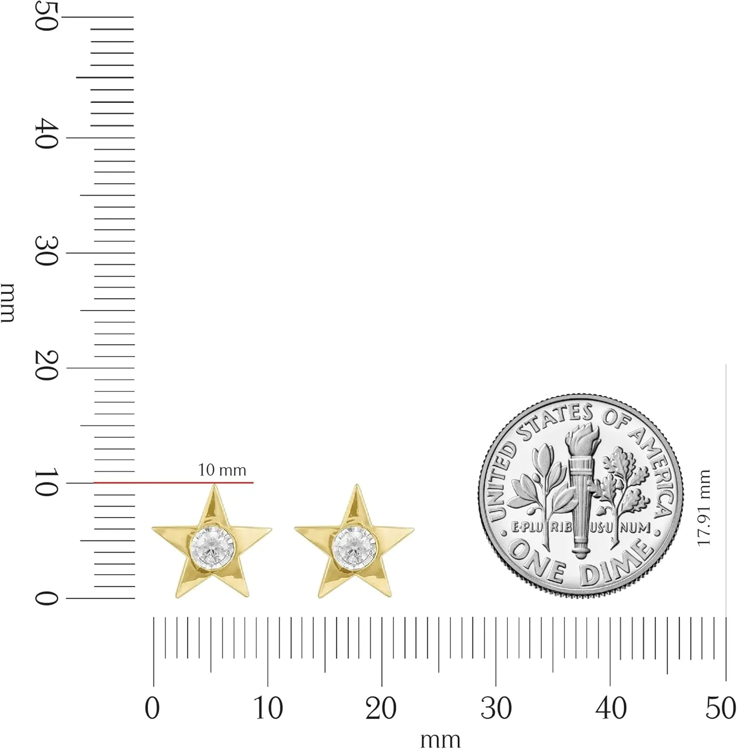 DISENO Star Shaped Stud Diamond Earrings in 10k Yellow White Rose Gold with Natural Diamonds 1/6 Carat (F-G Color, SI1-SI2 Clarity) Fine Jewelry for Women
