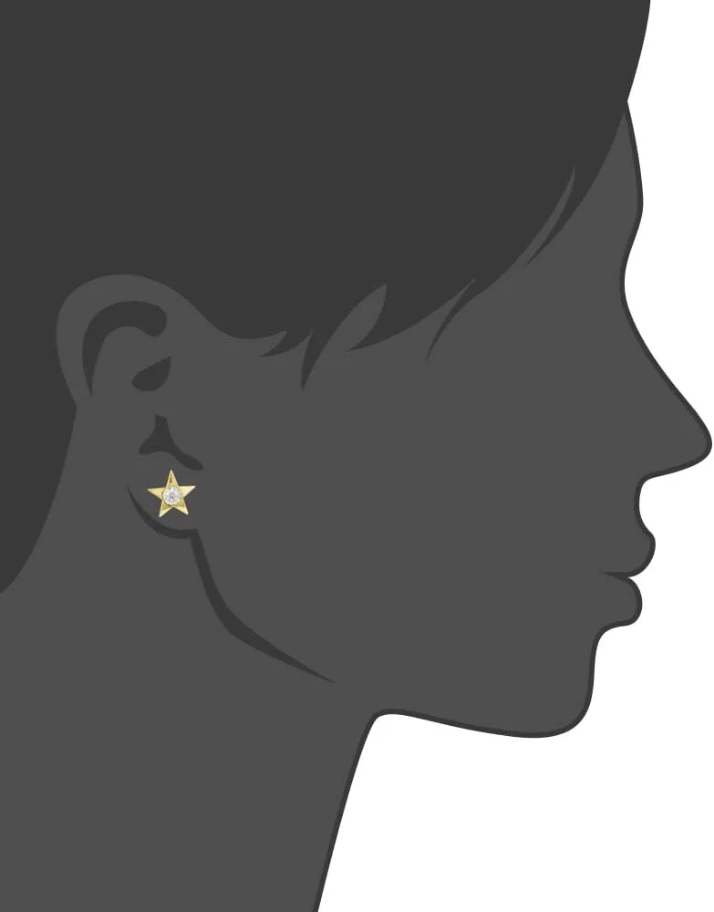 DISENO Star Shaped Stud Diamond Earrings in 10k Yellow White Rose Gold with Natural Diamonds 1/6 Carat (F-G Color, SI1-SI2 Clarity) Fine Jewelry for Women