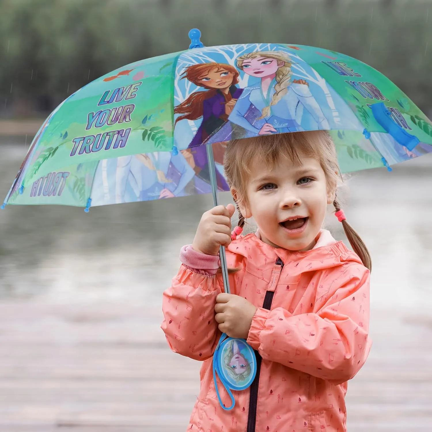 Disney Kids Umbrella, Frozen/Princess/Minnie Mouse Toddler and Little Girl Rain Wear for Ages 3-6