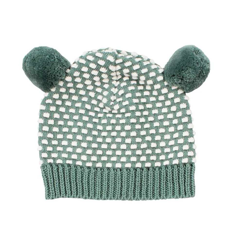 D)Lux Arkie Waffle Knit Pom Pom Hat