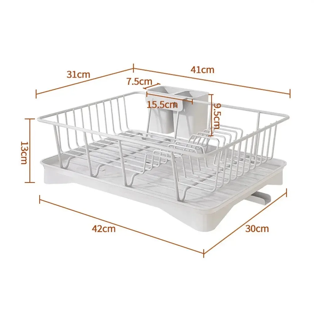 Double-layer Metal Kitchen Dish Bowl Drying Rack with Drainboard Dish Racks With Chopstick Cage Tableware Organizer Basket