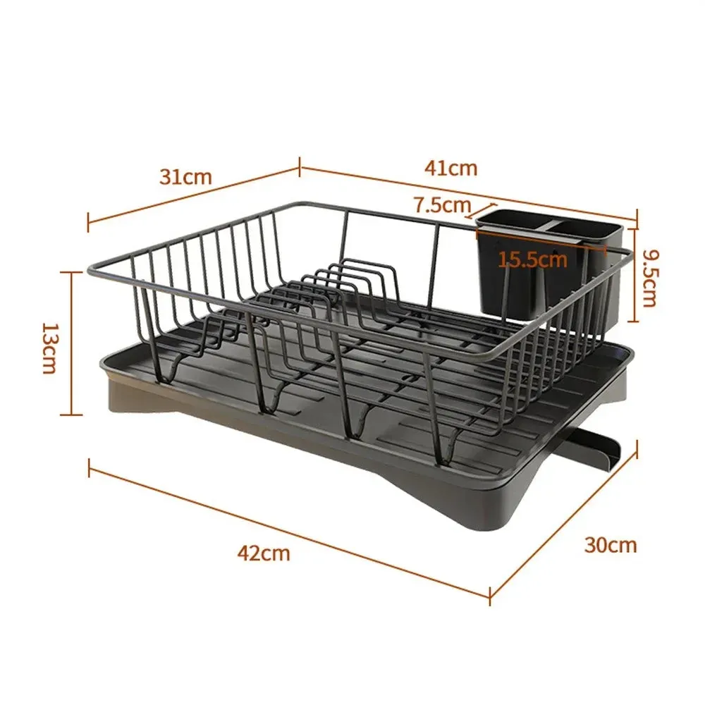 Double-layer Metal Kitchen Dish Bowl Drying Rack with Drainboard Dish Racks With Chopstick Cage Tableware Organizer Basket