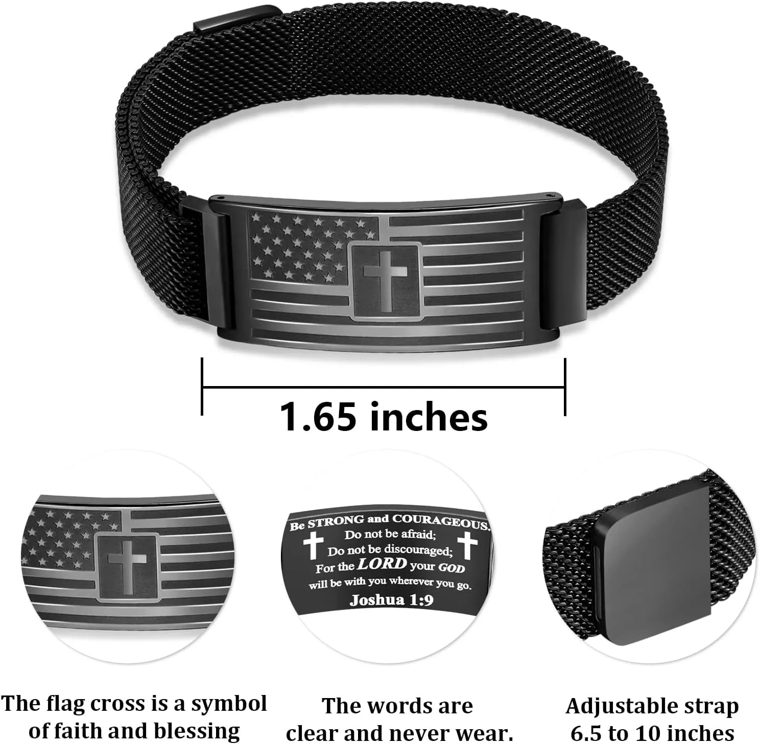 DouDiner Graduation Gifts-American Flag/Flag Cross Bracelet for Men,Stainless Steel Bible Verse Bracelets Jewelry Gift,Graduation Gifts for Him Men