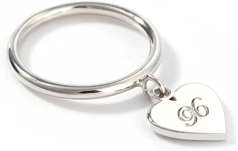 Drawelry Dangle Custom Initial Heart Single Ring