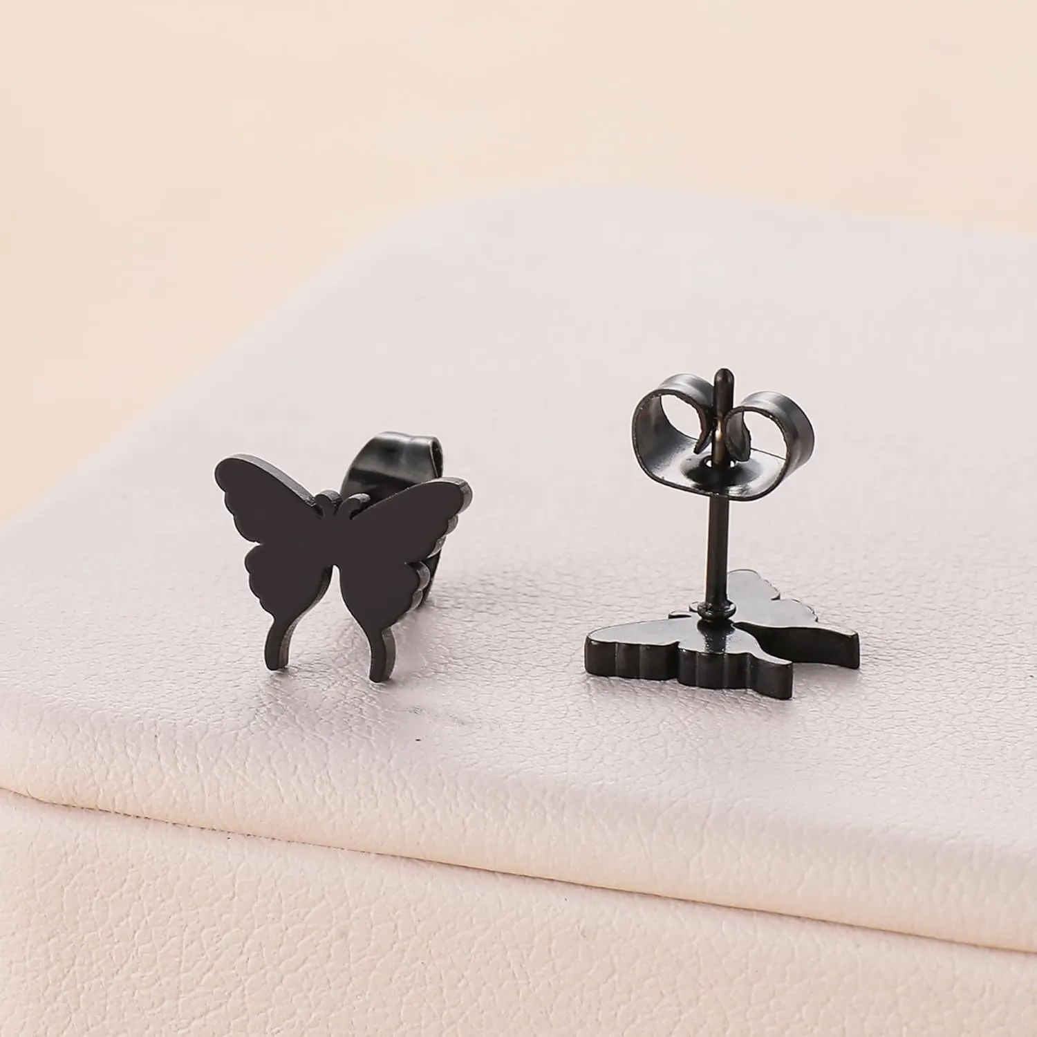 Dreuyet Stainless Steel Tiny Butterfly Stud Earrings Set for Women Cute Hollow Plain Butterfly Studs Earrings Cocktail Party Statement Studs Dainty Minimalist Butterfly Earrings,4 Pairs
