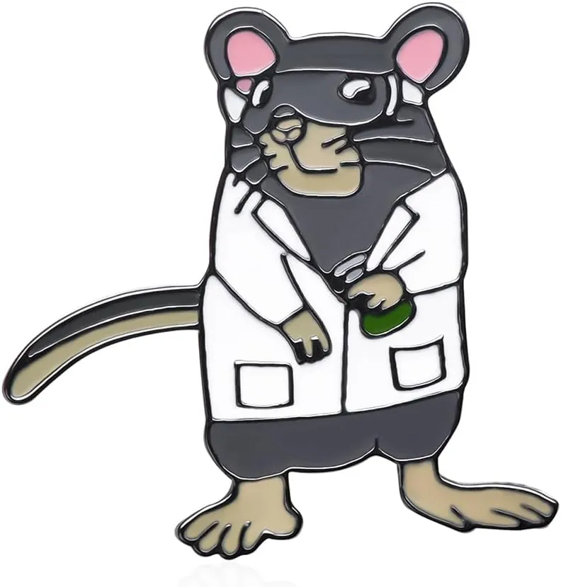 Dr's gift Science Mouse Pins Brooch Lab Rat Doctor Pin Lapel Backpacks Badge Fun Biology Jewelry Gifts for Scientists Teachers Animal Researchers
