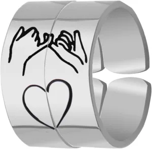 Eilygen Couple Gifts Pinky Promise Ring Set Adjustable Matching 2 Rings Anniversary Jewelry for Couple Best Friend Birthday Gifts