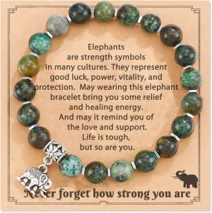 Elephant Bracelet Gifts for Women Stone Beaded Inspiration Encouragement Elephant Charm Bracelet Birthday Mothers' Day Jewelry Inspirational Bracelet
