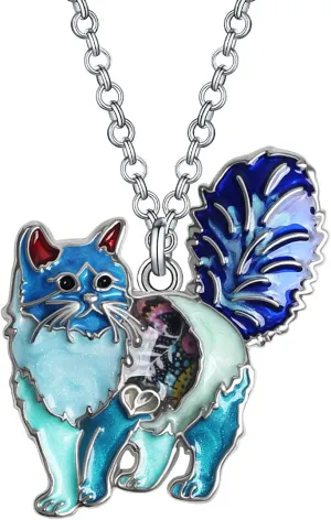 Enamel Alloy Cute Chubby Cat Necklace Kitten Pendant Cat Lover Gifts for Women Fashion Animal Charms Jewelry