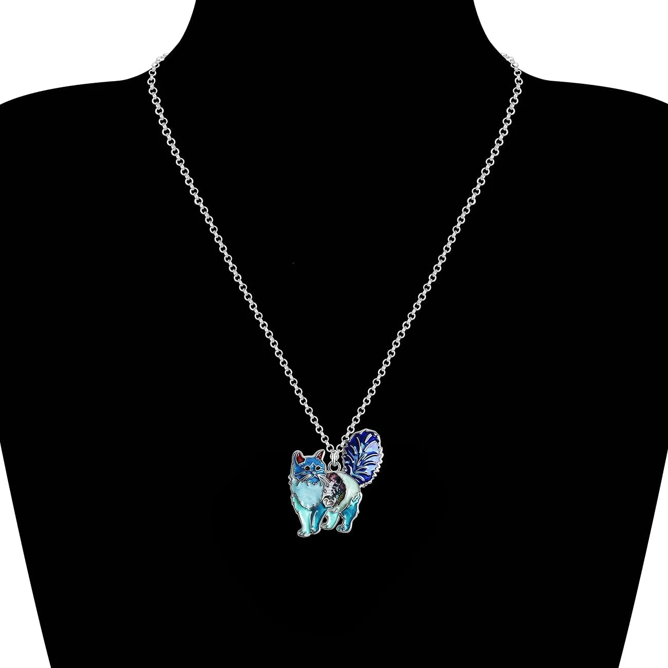 Enamel Alloy Cute Chubby Cat Necklace Kitten Pendant Cat Lover Gifts for Women Fashion Animal Charms Jewelry