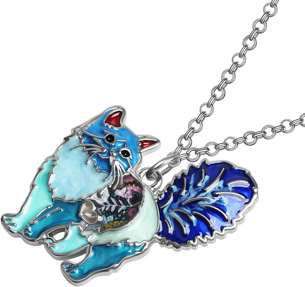 Enamel Alloy Cute Chubby Cat Necklace Kitten Pendant Cat Lover Gifts for Women Fashion Animal Charms Jewelry