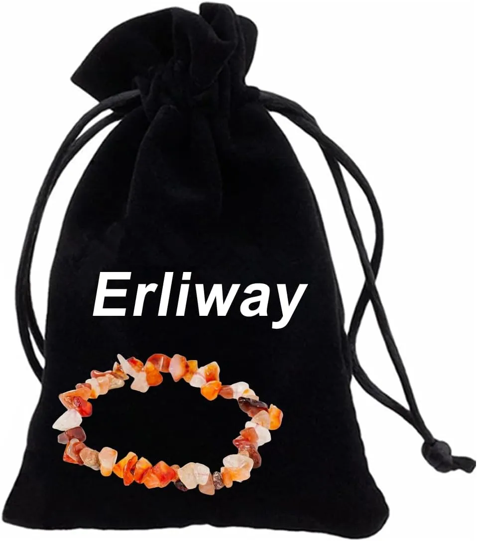 Erliway Crystals Stretch Bracelet Irregular Beads Stretch Bracelet Healing Crystals Chips Bracelet Natural Gemstone Bracelets for Women Jewelry Reiki Meditation