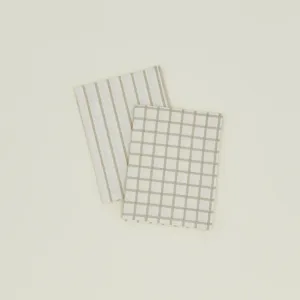 Essential Yarn Dyed Dish Towel | Set of 2 (Flax   Ivory)