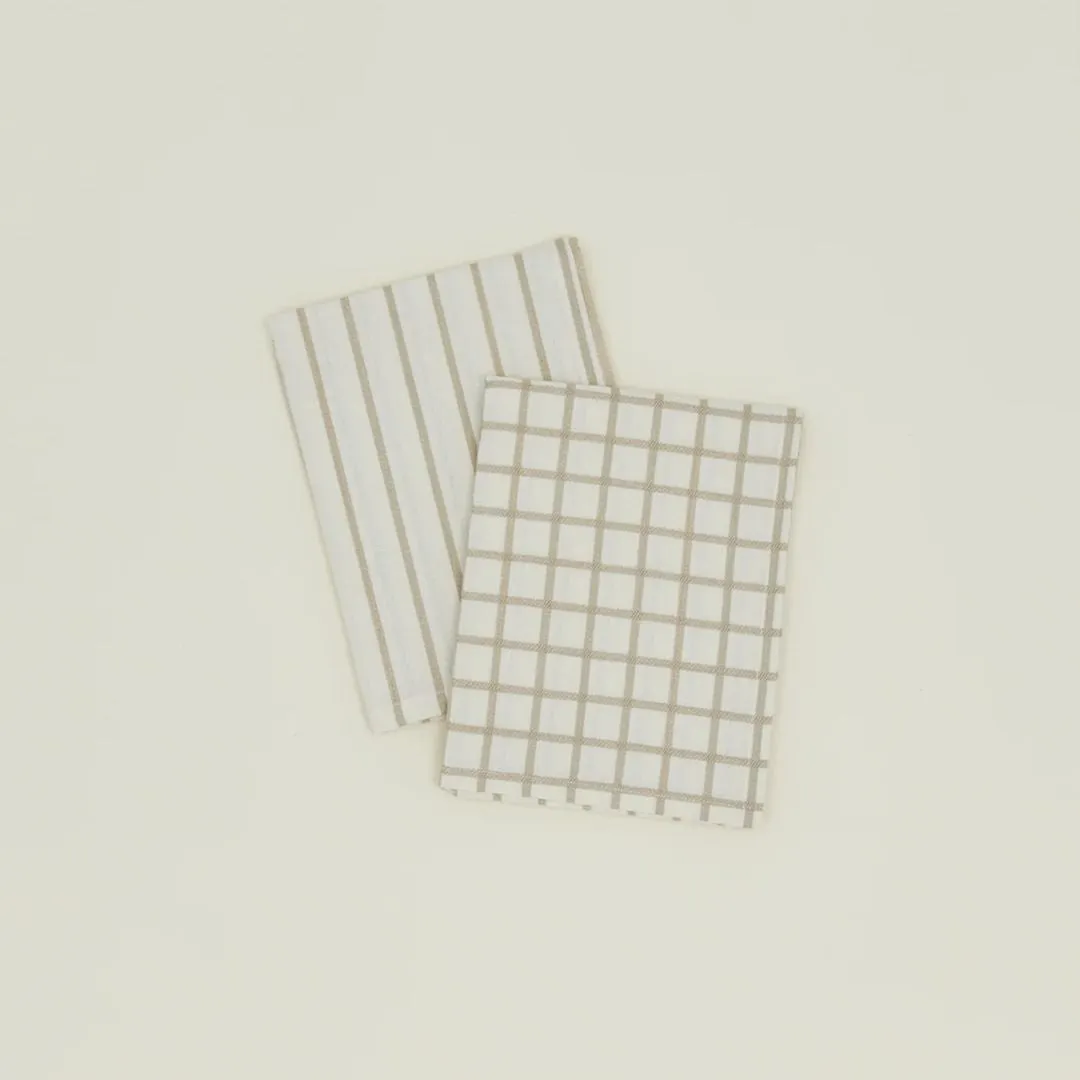 Essential Yarn Dyed Dish Towel | Set of 2 (Flax   Ivory)