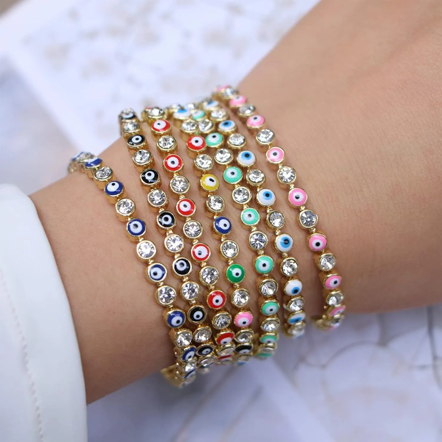 Evil Eye Bracelets for Women Gold Evil Eye Mexican Bracelet Adjustable Turkish Blue Pink Red Evil Eye Protection Bracelet Jewelry