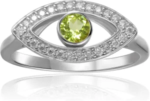 Evil Eye Ring in Sterling Silver with Moissanite Accents Open Evil Eye Ring Spiritual Evil Eye Gifts for Women Trendy Jewelry in Size 5 6 7 8