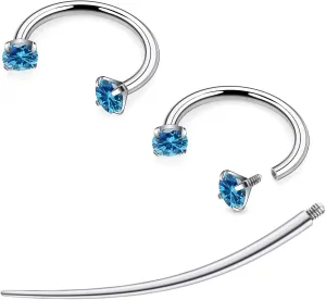 F136 Titanium 16g 8/10mm 10 Colors CZ Horseshoe Septum Lip Rings Cartilage Piercings Jewelry Forward Helix Tragus Daith Earrings for Women Men