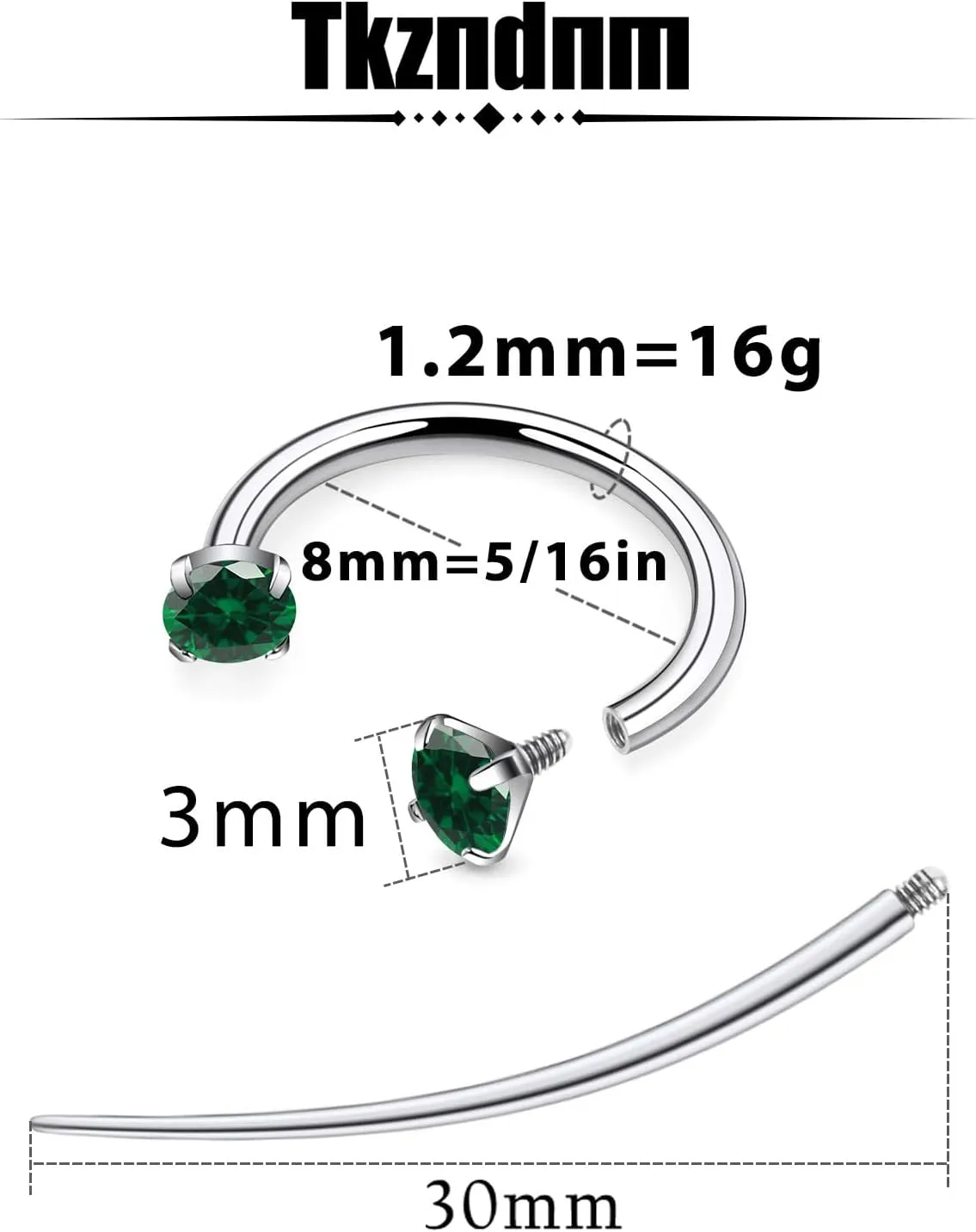 F136 Titanium 16g 8/10mm 10 Colors CZ Horseshoe Septum Lip Rings Cartilage Piercings Jewelry Forward Helix Tragus Daith Earrings for Women Men