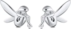 Fairy Stud Earrings for Women by Ginger Lyne | Sterling Silver Winged Angel Whimsical Fairies Fashion Jewelry Birthday Gift For Mom Best Friend