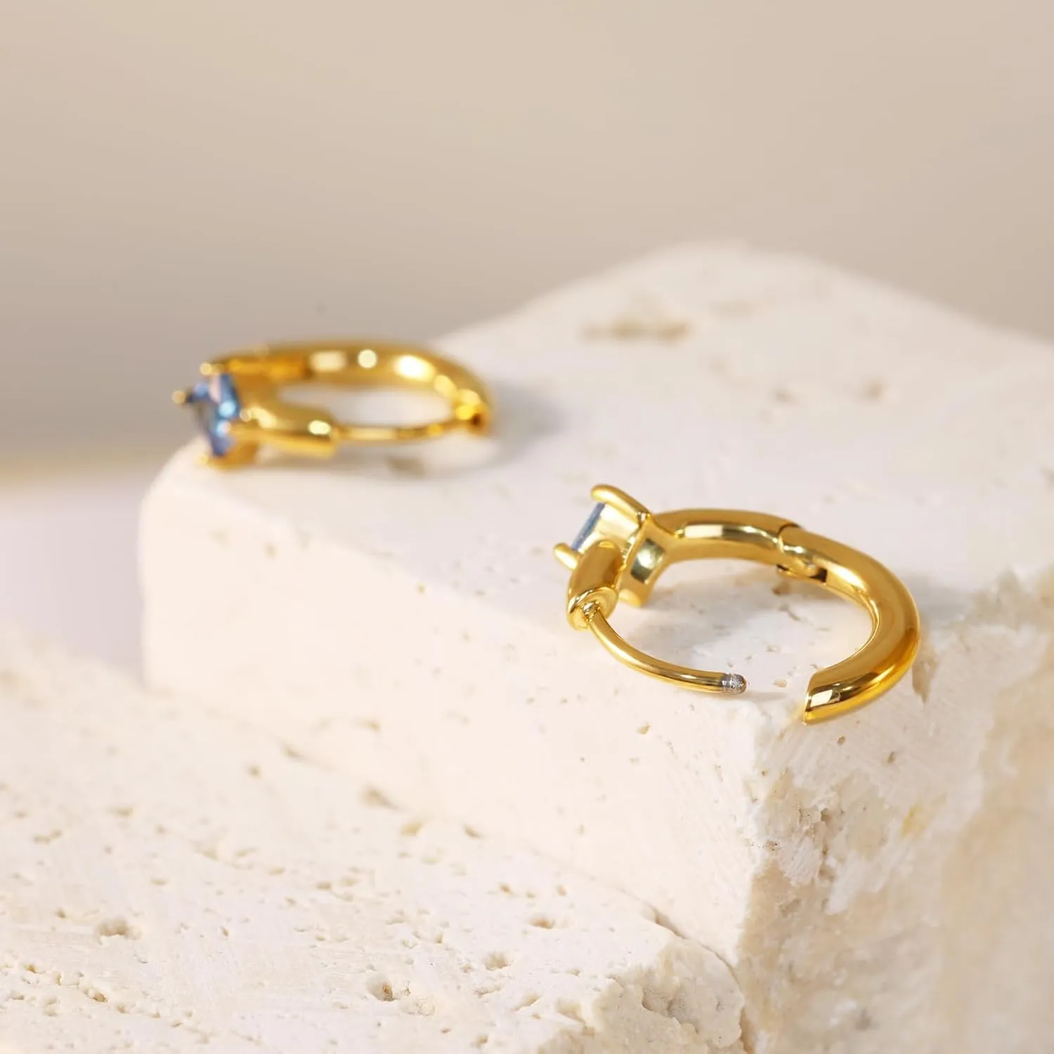 FANSING Birthstone Hoop Earrings for Women Lightweight 316L Surgical Steel Huggie Earrings