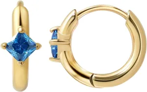 FANSING Birthstone Hoop Earrings for Women Lightweight 316L Surgical Steel Huggie Earrings