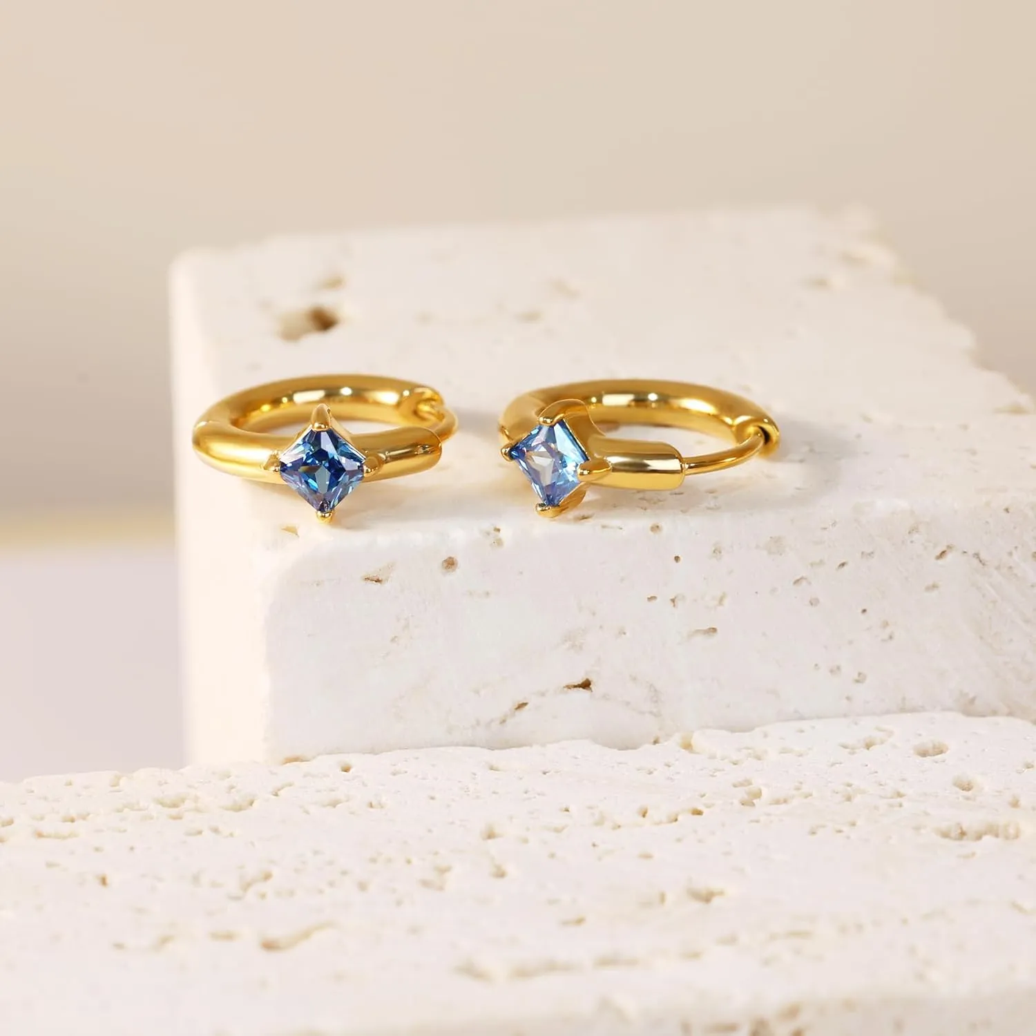 FANSING Birthstone Hoop Earrings for Women Lightweight 316L Surgical Steel Huggie Earrings