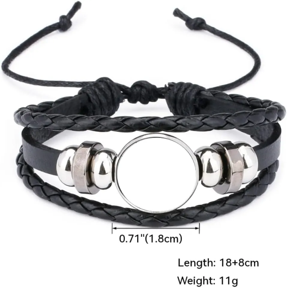 Fashion 12 Zodiac Sign Glow In The Dark Bracelet Adjustable Bangle For Women Men Glass Constellations Charm Black Leather Rope Chains Fashion Jewelry