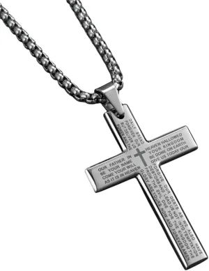 Fashion Bible Jesus Cross Pendant Necklace Hip Hop Men Stainless Steel Pendant Necklace For Women Retro Religious Prayer Jewelry