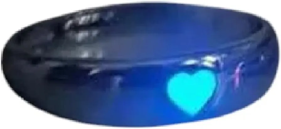 Fashion Blue Love Heart Luminous Ring For Women Men Retro Glow In Dark Silver Color Adjustable Couple Finger Rings Jewelry Gift