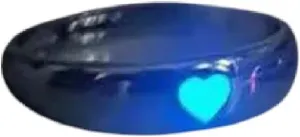 Fashion Blue Love Heart Luminous Ring For Women Men Retro Glow In Dark Silver Color Adjustable Couple Finger Rings Jewelry Gift